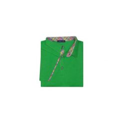 Męska koszulka polo - zielona KP6. Zielone koszulki męskie Lanieri Fashion - swetry męskie, m, w kratkę, z bawełny, casualowe, polo, z krótkim rękawem, krótkie. Za 134,10 zł.