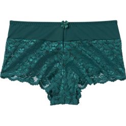 Figi "maxi panty" bonprix głęboki zielony. Zielone panty damskie bonprix, w koronkowe wzory. Za 34,99 zł.