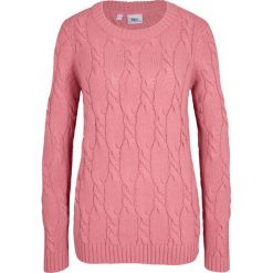 Sweter w warkocze bonprix dymny różowy. Różowe swetry damskie bonprix, bez wzorów, bez rękawów, bez kaptura. Za 74,99 zł.