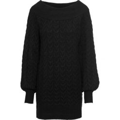 Długi sweter z dekoltem "carmen" bonprix czarny. Czarne swetry damskie marki bonprix, bez wzorów, z dzianiny, z długim rękawem, długie, bez kaptura. Za 89,99 zł.