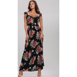 Czarna Sukienka Caustic. Czarne sukienki damskie Renee, na co dzień, xl, bez wzorów, z koronki, eleganckie, z falbankami, bez rękawów, maxi. Za 99,99 zł.
