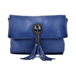 Torebki klasyczne damskie: Skórzana torebka w kolorze niebieskim – (S)32 x (W)24,4 x (G)8 cm