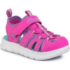 Sandały SKECHERS - 302100L/HTPK Playful Trek. Różowe sandały dziewczęce Skechers, ze skóry ekologicznej, bez zapięcia. W wyprzedaży za 139,00 zł.