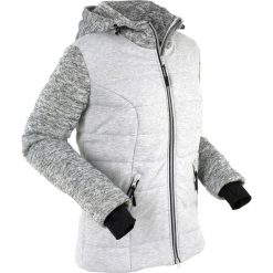 Kurtka pikowana z dżerseju i polaru bonprix jasnoszary melanż. Szare kurtki damskie bonprix, s, bez wzorów, z polaru, bez kaptura. Za 124,99 zł.