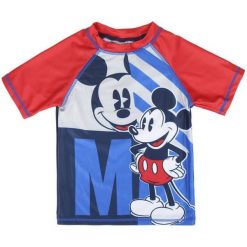 Disney Bluzka Chłopięca Pływacka Mickey 110 Czerwony/Niebieski. Czerwone bielizna chłopięca Disney, z nadrukiem, z krótkim rękawem. Za 44,00 zł.