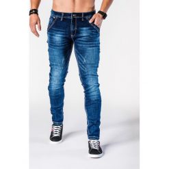 SPODNIE MĘSKIE JEANSOWE P581 - GRANATOWE. Szare bez kategorii marki Ombre Clothing, z bawełny. Za 74,00 zł.
