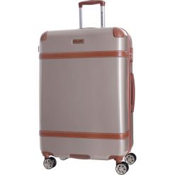 Walizka w kolorze beżowym - 94 l. Brązowe walizki Platinium, bez wzorów, z materiału. W wyprzedaży za 349,95 zł.