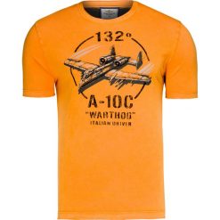 T-shirt AERONAUTICA MILITARE. Czerwone t-shirty męskie Aeronautica Militare, l, z nadrukiem, z bawełny, z włoskim kołnierzykiem. W wyprzedaży za 210,00 zł.