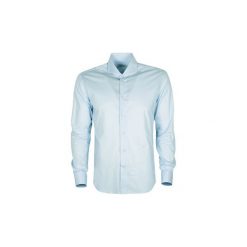 Koszule z długim rękawem Trussardi U12TRC0003 4 CIELO. Niebieskie koszule męskie Trussardi, m, bez wzorów, bez kołnierzyka, z długim rękawem. Za 179,00 zł.
