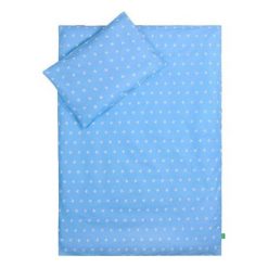 LULANDO Komplet pościeli, Białe Gwiazdki na Niebieskim Tle / Szare Chmurki na Białym Tle, 100x135 + 40x60 cm uniwersalny. Szare komplety niemowlęce Lulando, bez wzorów. Za 128,92 zł.