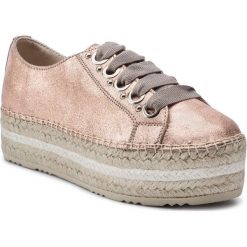 Espadryle EVA MINGE - EM-14-05-000130 821. Różowe espadryle damskie Eva Minge, z aplikacjami, ze skóry ekologicznej, bez obcasa, na koturnie. W wyprzedaży za 319,00 zł.