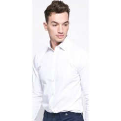 Trussardi - Koszula. Białe koszule męskie Trussardi, m, bez wzorów, z elastanu, eleganckie, z włoskim kołnierzykiem, z długim rękawem. W wyprzedaży za 319,90 zł.