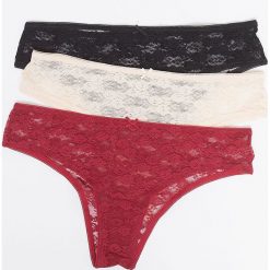 Etam - Figi Dante (3-pack). Brązowe majtki damskie Etam, m, z elastanu. W wyprzedaży za 49,90 zł.