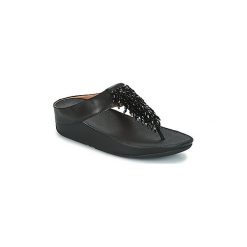 Japonki FitFlop CHA-CHA TOE-THONG SANDALS CRYSTAL. Czarne klapki damskie FitFlop, bez wzorów, bez obcasa. W wyprzedaży za 370,30 zł.