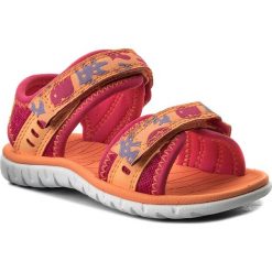 Sandały CLARKS - Surfing Moon 261313446 Berry Combi. Pomarańczowe sandały dziewczęce Clarks, ze skóry ekologicznej, bez zapięcia. W wyprzedaży za 99,00 zł.