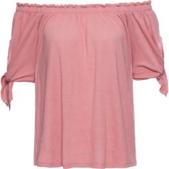 Shirt "carmen" bonprix dymny różowy. Różowe koszulki damskie marki bonprix, bez wzorów, bez kołnierzyka, bez rękawów. Za 54,99 zł.