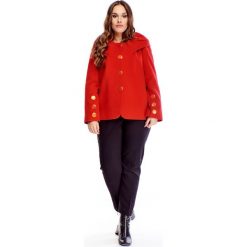 Jednorzędowa wełniana kurtka z kołnierzem czerwony. Czerwone kurtki damskie Tagless, plus size, bez wzorów, z poliesteru, bez kaptura. Za 280,09 zł.