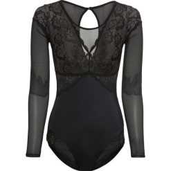 Body bonprix czarno-piaskowy beżowy. Czarne bluzki body bonprix, z haftami. Za 79,99 zł.