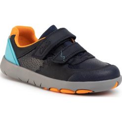 Sneakersy CLARKS - Rex Quest K 261491427 Navy Combi. Niebieskie trampki chłopięce Clarks, bez wzorów, ze skóry ekologicznej, na rzepy. Za 239,00 zł.