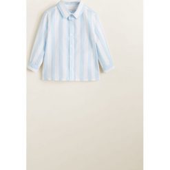 Mango Kids - Koszula dziecięca Blues 80-104 cm. Niebieskie koszule chłopięce Mango Kids, w paski, z bawełny, klasyczne, z klasycznym kołnierzykiem, z długim rękawem, długie. Za 59,90 zł.