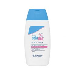 Sebamed Baby Body Milk mleczko do ciała dla dzieci i niemowląt 200ml. Body niemowlęce Sebamed, bez wzorów, bez rękawów. Za 27,99 zł.