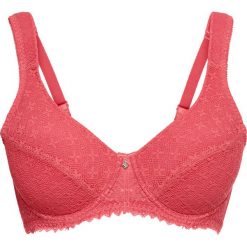 Biustonosz usztywniany na fiszbinach bonprix jasny koralowy. Różowe biustonosze bonprix, w koronkowe wzory, z koronki. Za 64,99 zł.