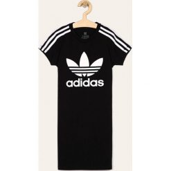 Adidas Originals - Sukienka dziecięca 128-170 cm. Czarne sukienki dziewczęce adidas Originals, z nadrukiem, z bawełny, casualowe, z krótkim rękawem, krótkie, mini, proste. Za 149,90 zł.