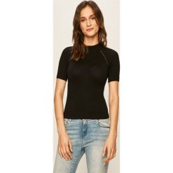 Tally Weijl - Bluzka. Czarne bluzki damskie TALLY WEIJL, s, bez wzorów, z wiskozy, z okrągłym kołnierzem, z krótkim rękawem. Za 89,90 zł.