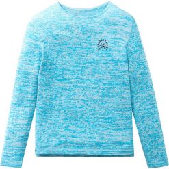 Sweter melanżowy bonprix turkusowo-biel wełny melanż. Niebieskie swetry chłopięce bonprix, bez wzorów, z wełny, z okrągłym kołnierzem. Za 54,99 zł.