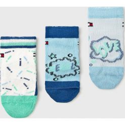 Tommy Hilfiger - Skarpetki dziecięce (3-pack). Niebieskie skarpetki dziewczęce TOMMY HILFIGER, bez wzorów, z bawełny. W wyprzedaży za 34,90 zł.
