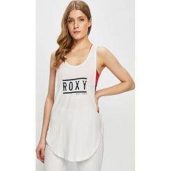 Roxy - Top. Białe bluzki damskie Roxy, s, z nadrukiem, z bawełny, z okrągłym kołnierzem. W wyprzedaży za 89,90 zł.