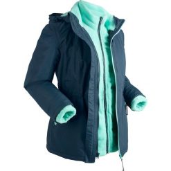 Kurtka outdoorowa 3 w 1, z bluzą z polaru bonprix ciemnoniebiesko-niebieski mentolowy. Niebieskie bluzy damskie bonprix, s, bez wzorów, z polaru. Za 259,99 zł.