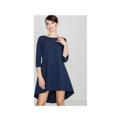Sukienka K141 Granat. Niebieskie sukienki damskie Lenitif, xl, bez wzorów, eleganckie, z asymetrycznym kołnierzem, bez rękawów, asymetryczne. Za 139,00 zł.