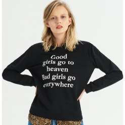 Bluza z hasłem - Czarny. Czarne bluzy damskie Sinsay, l. Za 29,99 zł.