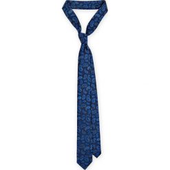Krawat Granatowy Paisley. Niebieskie krawaty męskie marki LANCERTO, na studniówkę, paisley, z tkaniny, eleganckie. Za 79,90 zł.