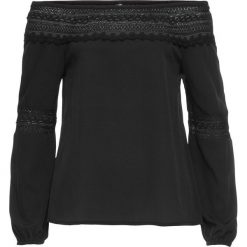 Bluzka z dekoltem "carmen" bonprix czarny. Czarne bluzki asymetryczne bonprix, z kołnierzem typu carmen. Za 109,99 zł.