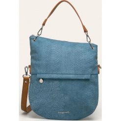 Desigual - Torebka. Czerwone listonoszki damskie Desigual, w paski, z bawełny, na ramię, bez dodatków. W wyprzedaży za 239,90 zł.