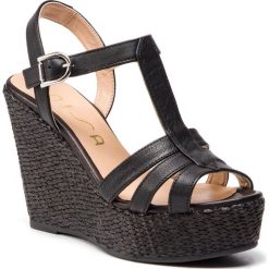 Espadryle UNISA - Maca Sty Black. Czarne espadryle damskie Unisa, bez wzorów, ze skóry, bez obcasa, na obcasie. W wyprzedaży za 269,00 zł.
