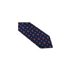 Granatowy krawat w białe i niebieskie kwiatki D44. Niebieskie krawaty męskie Modini Moda Męska, na co dzień, w kwiaty, z tkaniny, casualowe. Za 49,50 zł.