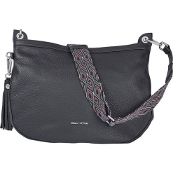 Skórzana torebka "Mia" w kolorze czarnym - 32 x 30 x 12 cm. Czarne torebki klasyczne damskie marki Marc O'Polo, z aplikacjami, z materiału. W wyprzedaży za 727,95 zł.