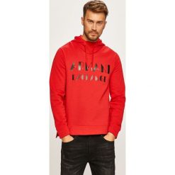 Armani Exchange - Bluza. Niebieskie bluzy męskie m, z nadrukiem, z elastanu, z kapturem. Za 519,90 zł.