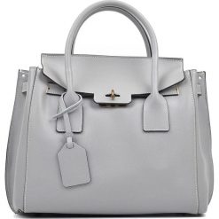 Torebki klasyczne damskie: Skórzana torebka w kolorze szarym – 33 x 31 x 14 cm