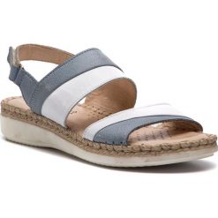 Sandały LASOCKI - 2011-04 Biały Niebieski. Niebieskie klapki damskie Lasocki, bez wzorów, ze skóry, bez obcasa. Za 129,99 zł.