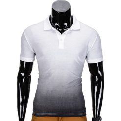 KOSZULKA MĘSKA POLO BEZ NADRUKU S834 - BIAŁA/CZARNA. Czarne koszulki męskie Ombre Clothing, s, z nadrukiem, bez rękawów. Za 24,99 zł.