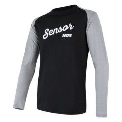 Sensor męska koszulka z długim rękawem Merino Active Pt Logo, czarna/szara, XL. Szare koszulki męskie termoaktywne Sensor, xl, z nadrukiem, z włókna, bez kołnierzyka, z długim rękawem, długie, outdoorowe. W wyprzedaży za 229,00 zł.