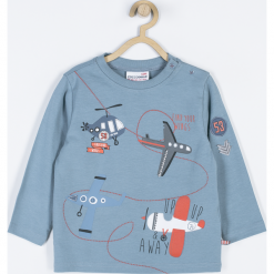Koszulka. Niebieskie t-shirty chłopięce FIND YOUR WINGS, z aplikacjami, z dzianiny, z długim rękawem. Za 27,90 zł.
