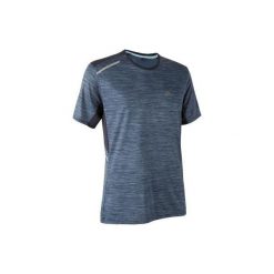 Koszulka do biegania krótki rękaw RUN DRY+ męska. Czarne koszulki męskie KALENJI, m, bez wzorów, z elastanu, bez kołnierzyka, z krótkim rękawem, krótkie, do biegania. Za 39,99 zł.