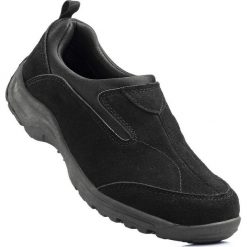 Półbuty skórzane wsuwane bonprix czarny. Czarne buty sportowe damskie bonprix, bez wzorów, ze skóry, sportowe, bez obcasa, bez zapięcia. Za 109,99 zł.