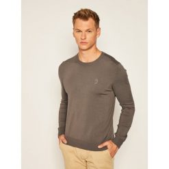 Sweter Trussardi Jeans 52M00343. Szare swetry męskie Trussardi Jeans, xxl, bez wzorów, z jeansu, klasyczne, z klasycznym kołnierzykiem, bez kaptura. Za 349,00 zł.
