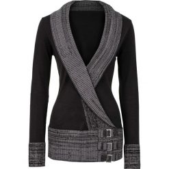 Sweter dzianinowy bonprix czarny. Czarne swetry damskie bonprix, bez wzorów, z dzianiny, z długim rękawem, długie, bez kaptura. Za 99,99 zł.